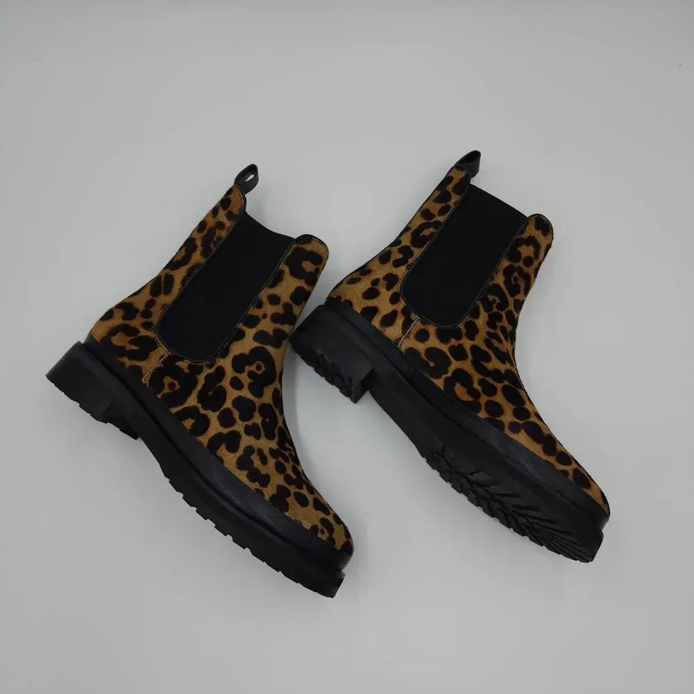 Aerosoles Camila Chelsea Boot in Leopard Print Combo Leather Size 7
